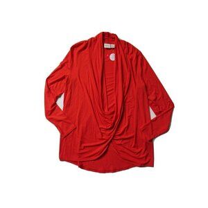 NWT Zenergy Chico's Raquel Orange Surplice Wrap Draped Jersey Layering Top 0 / S